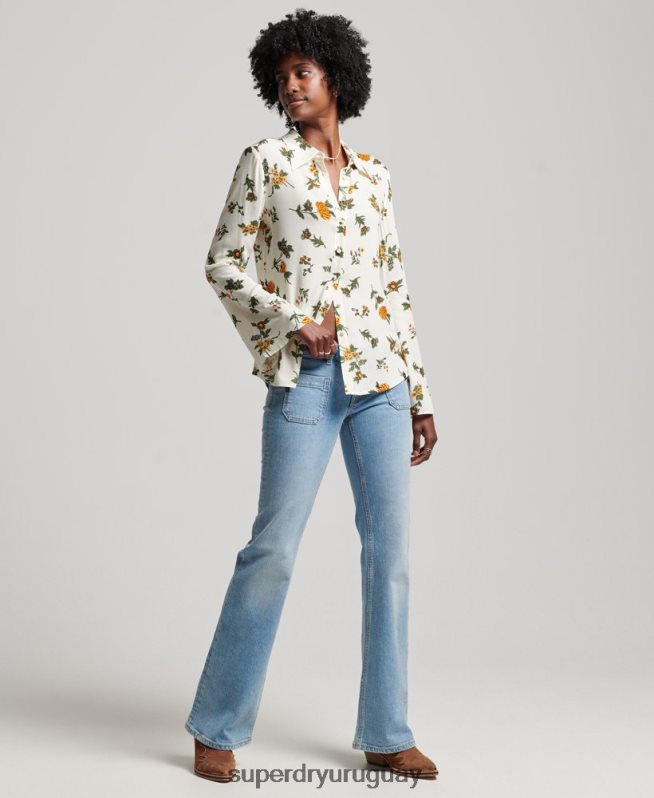 uy Superdry mujer camisa de los estudios de los setenta blanco DT2N8Z2988 ropa