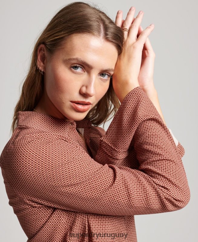uy Superdry mujer camisa de los estudios de los setenta marrón DT2N8Z2906 ropa