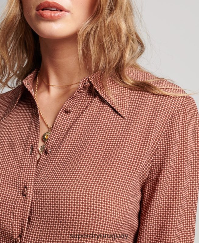 uy Superdry mujer camisa de los estudios de los setenta marrón DT2N8Z2906 ropa