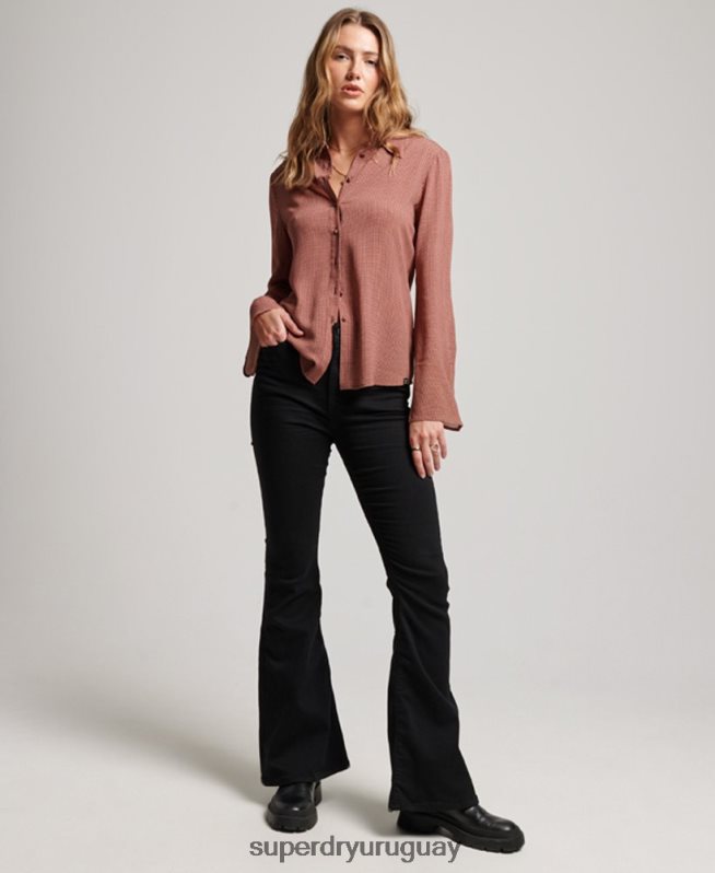 uy Superdry mujer camisa de los estudios de los setenta marrón DT2N8Z2906 ropa