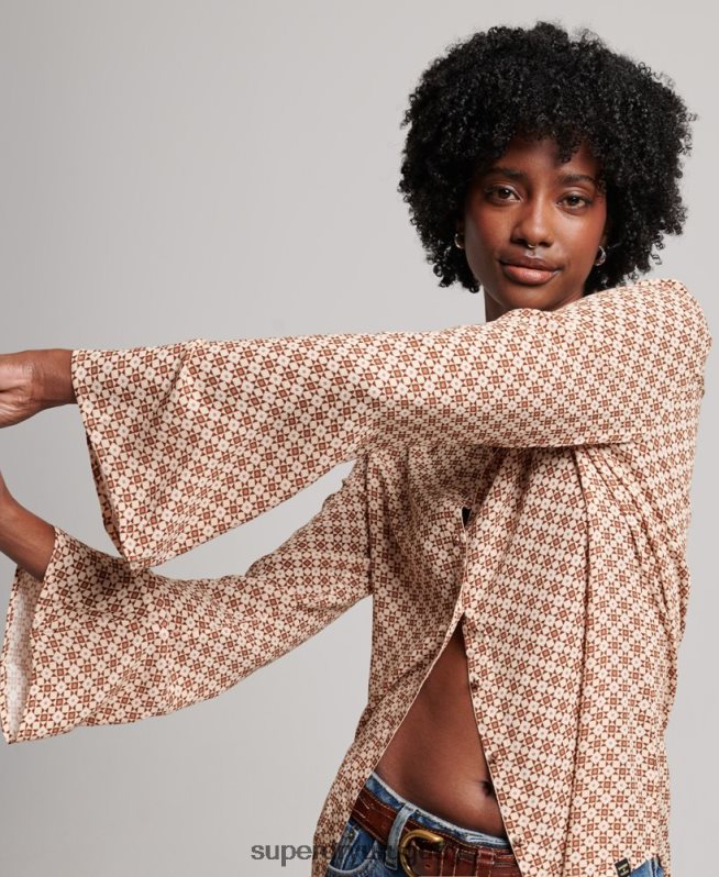 uy Superdry mujer camisa de los estudios de los setenta marrón DT2N8Z3019 ropa