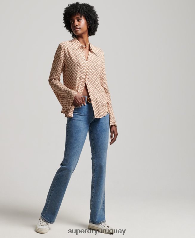uy Superdry mujer camisa de los estudios de los setenta marrón DT2N8Z3019 ropa