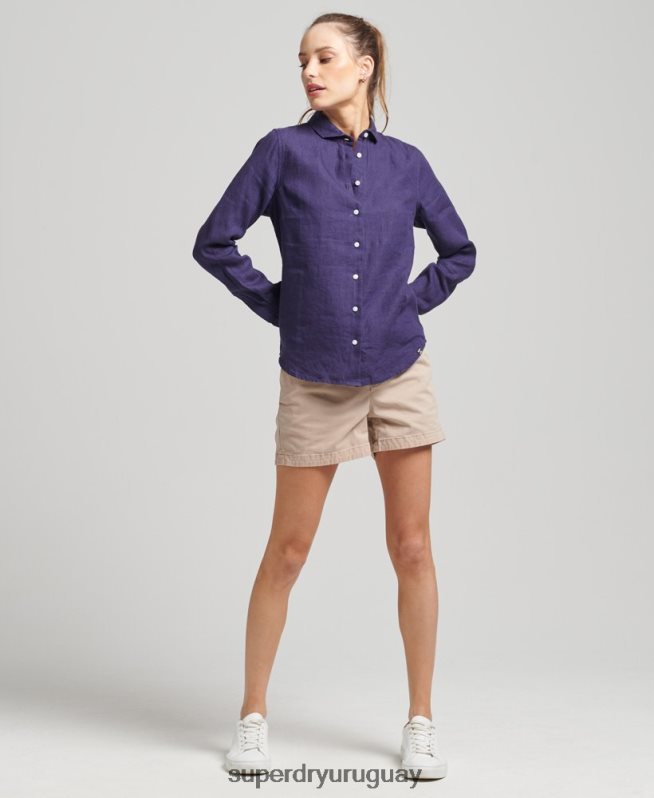 uy Superdry mujer camisa de manga larga de lino studios Armada DT2N8Z6513 ropa