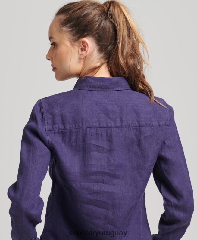 uy Superdry mujer camisa de manga larga de lino studios Armada DT2N8Z6513 ropa