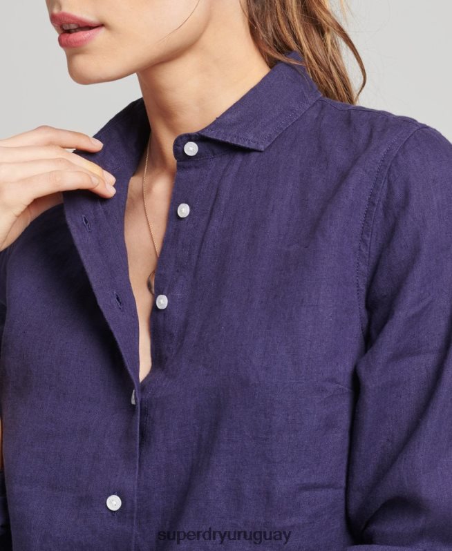uy Superdry mujer camisa de manga larga de lino studios Armada DT2N8Z6513 ropa