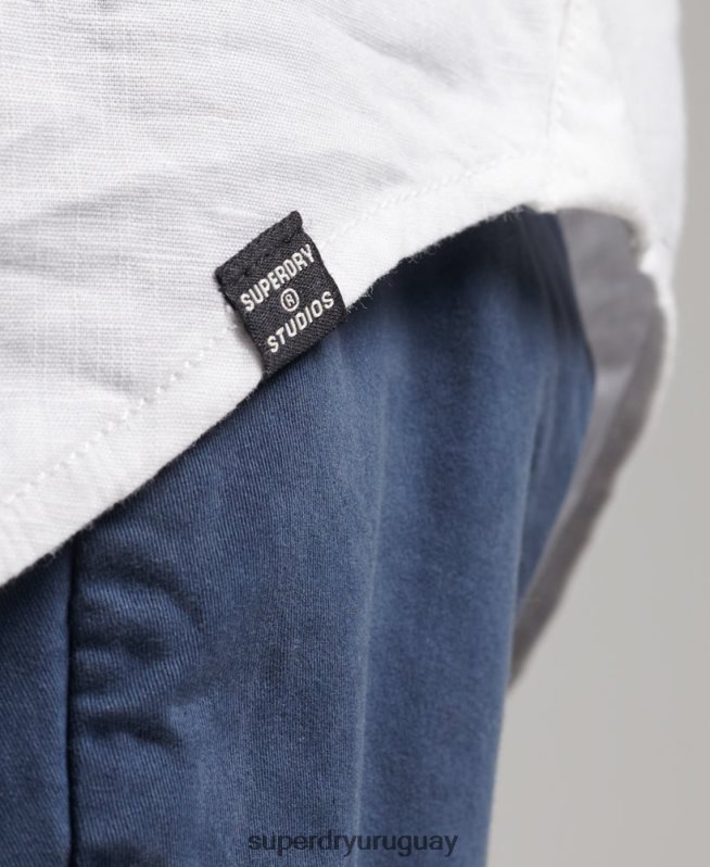 uy Superdry mujer camisa de novio de lino blanco DT2N8Z2963 ropa