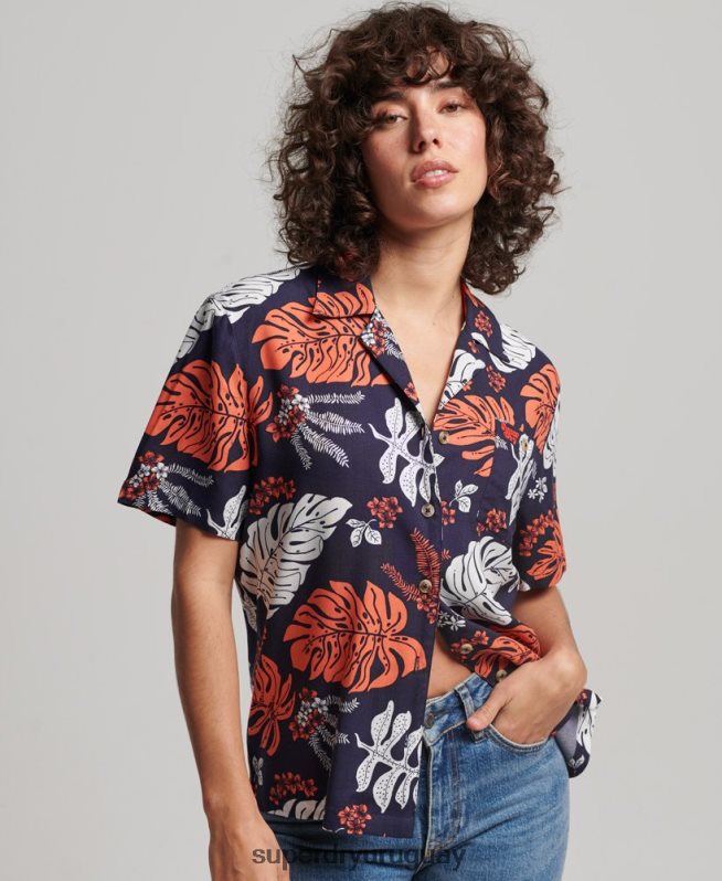 uy Superdry mujer camisa de resort de playa Armada DT2N8Z2934 ropa