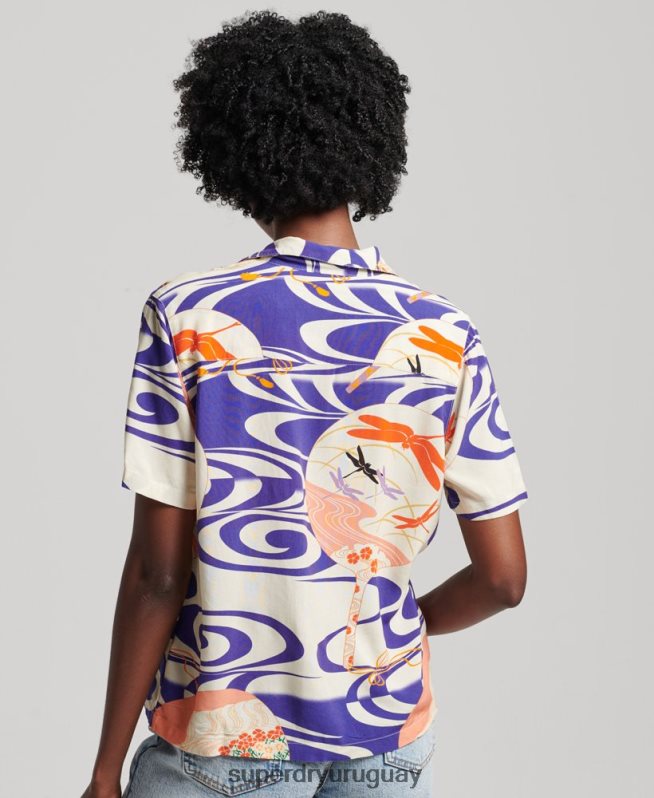 uy Superdry mujer camisa de resort de playa azul DT2N8Z2904 ropa