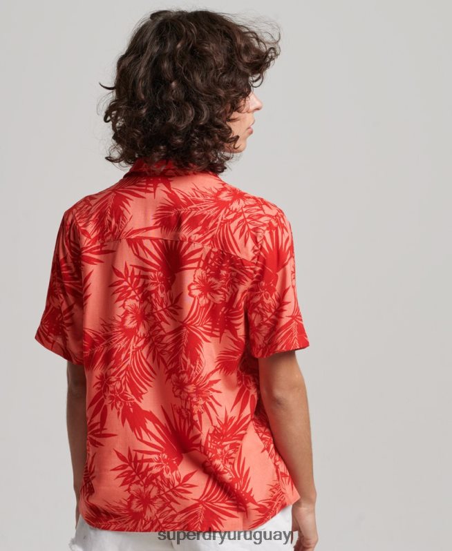 uy Superdry mujer camisa de resort de playa coral DT2N8Z2022 ropa