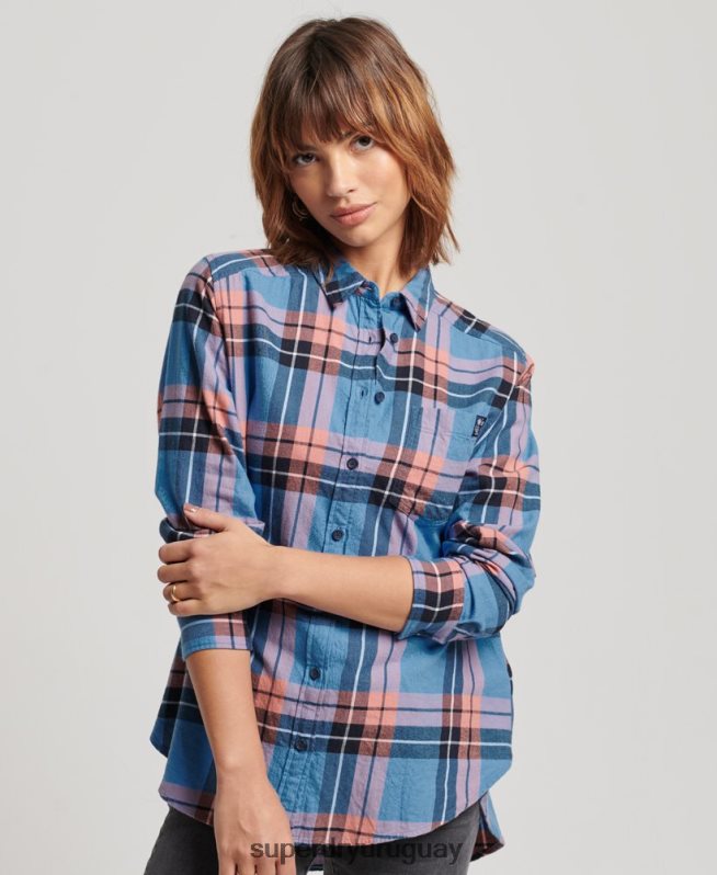 uy Superdry mujer camisa holgada a cuadros Armada DT2N8Z2285 ropa