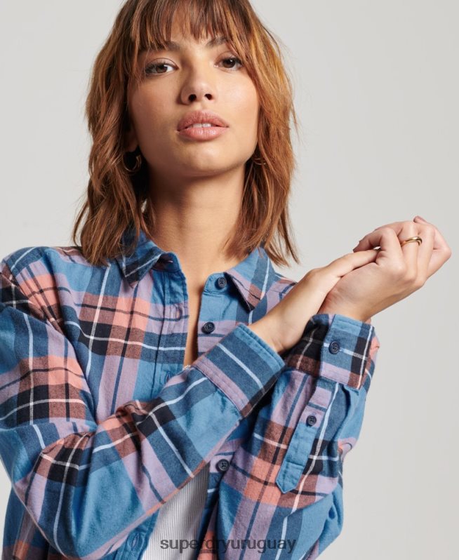 uy Superdry mujer camisa holgada a cuadros Armada DT2N8Z2285 ropa
