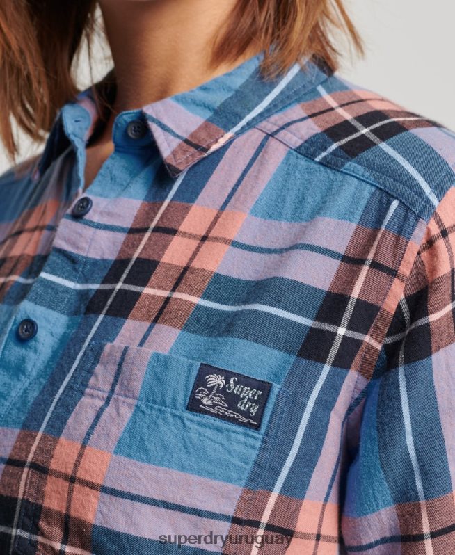 uy Superdry mujer camisa holgada a cuadros Armada DT2N8Z2285 ropa