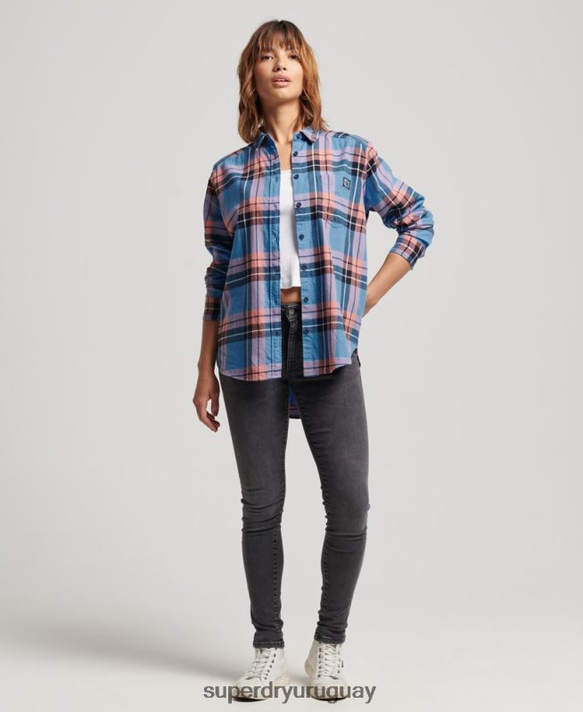 uy Superdry mujer camisa holgada a cuadros Armada DT2N8Z2285 ropa
