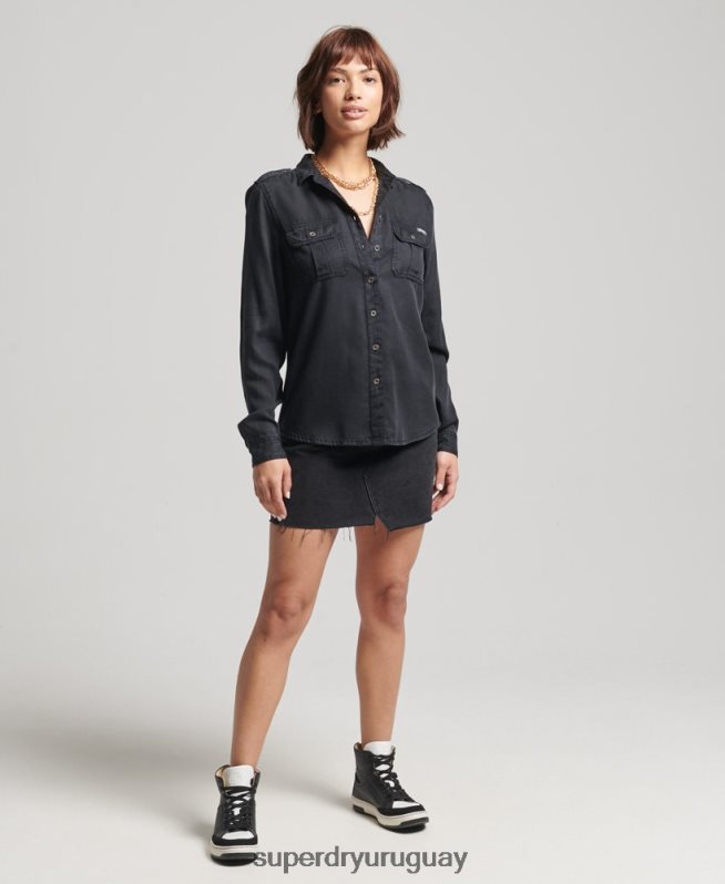 uy Superdry mujer camisa militar marrón DT2N8Z3004 ropa