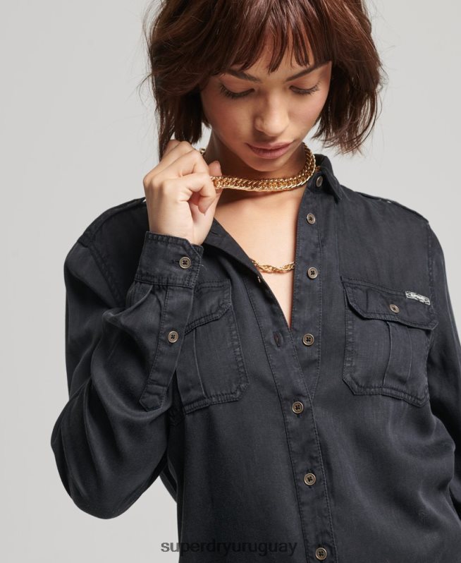 uy Superdry mujer camisa militar marrón DT2N8Z3004 ropa