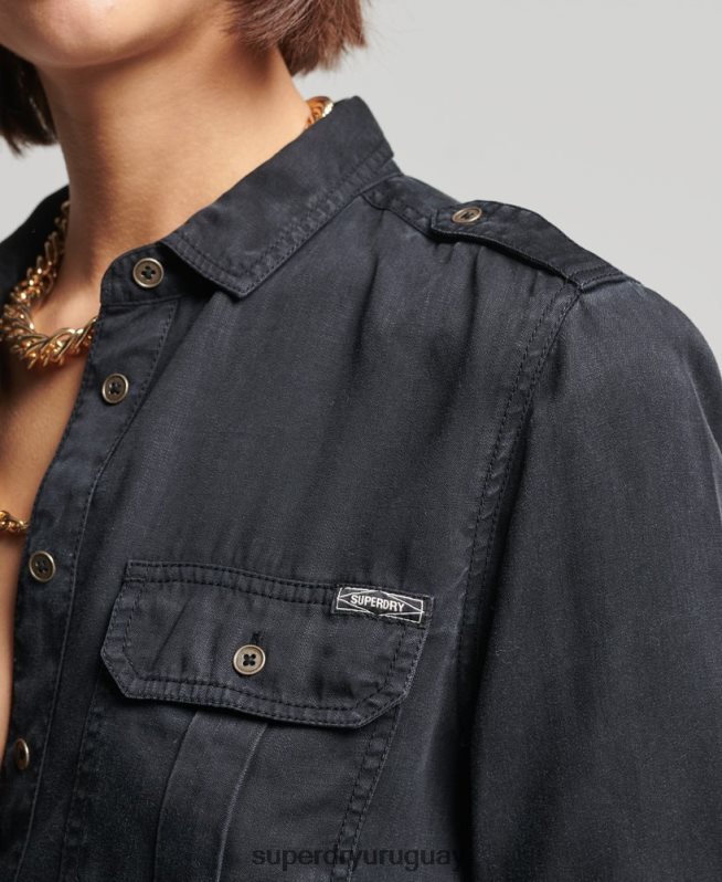 uy Superdry mujer camisa militar marrón DT2N8Z3004 ropa