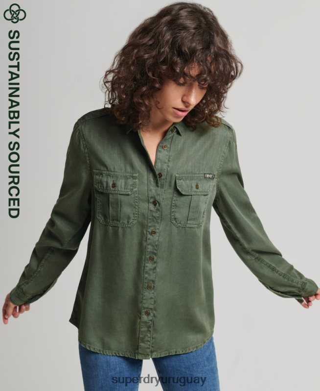 uy Superdry mujer camisa militar verde DT2N8Z2884 ropa
