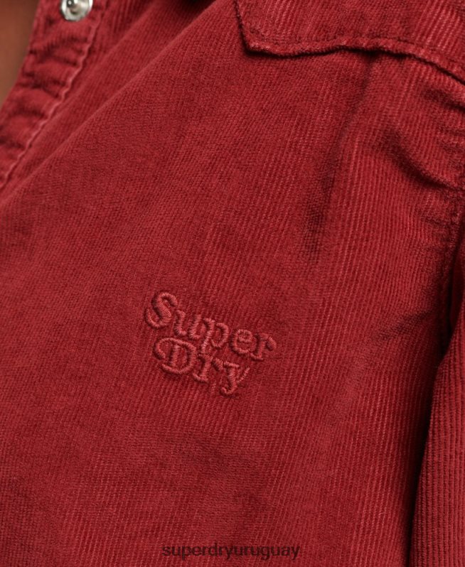 uy Superdry mujer camisa vaquera de cordón rojo DT2N8Z3062 ropa