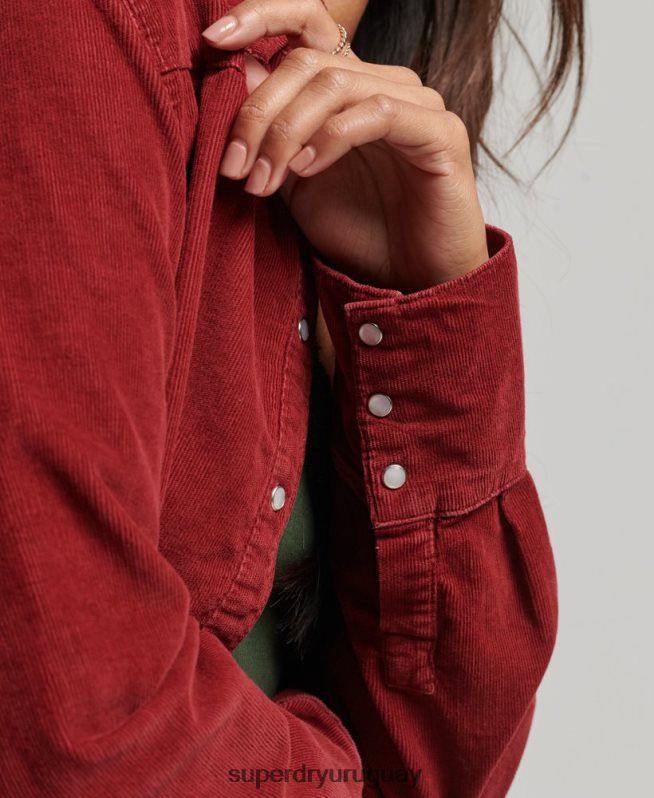 uy Superdry mujer camisa vaquera de cordón rojo DT2N8Z3062 ropa