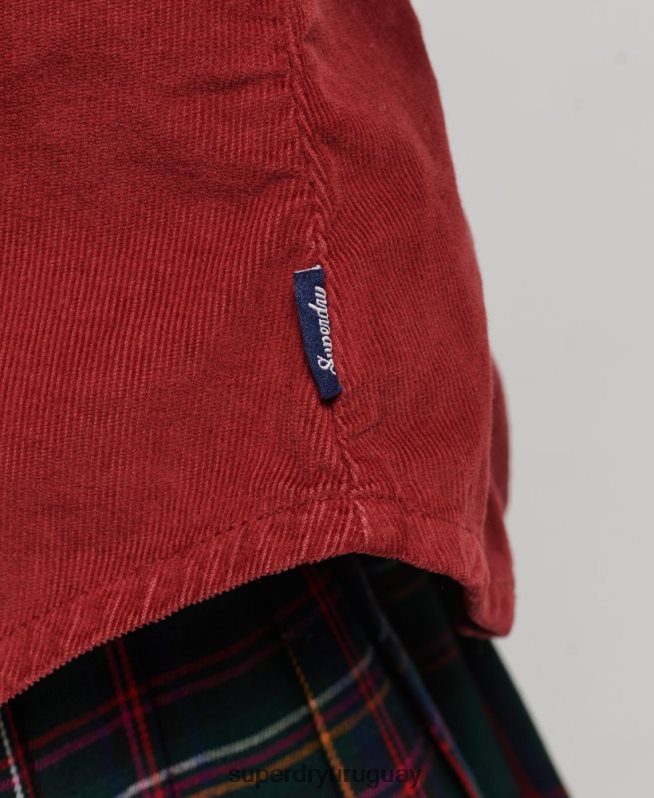 uy Superdry mujer camisa vaquera de cordón rojo DT2N8Z3062 ropa