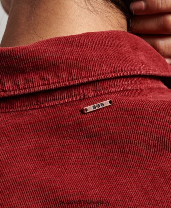 uy Superdry mujer camisa vaquera de cordón rojo DT2N8Z3062 ropa