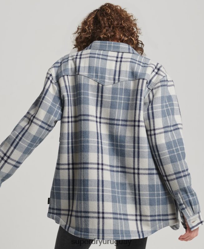 uy Superdry mujer sobrecamisa a cuadros de franela de borreguito azul DT2N8Z2898 ropa