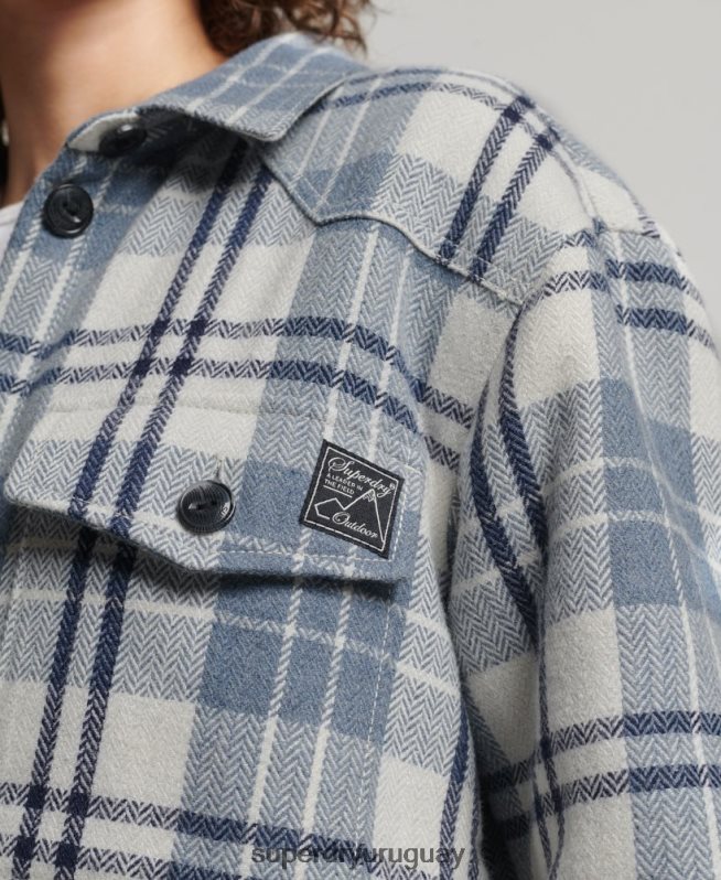 uy Superdry mujer sobrecamisa a cuadros de franela de borreguito azul DT2N8Z2898 ropa