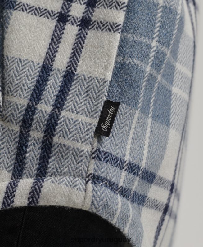 uy Superdry mujer sobrecamisa a cuadros de franela de borreguito azul DT2N8Z2898 ropa