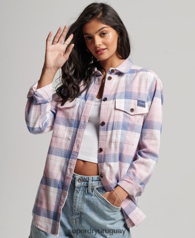 uy Superdry mujer sobrecamisa a cuadros vintage rosa DT2N8Z1958 ropa