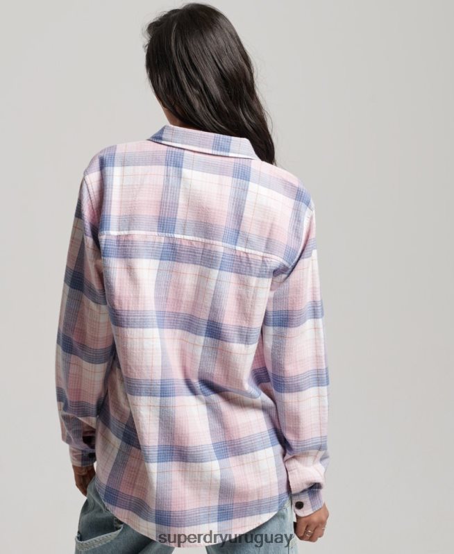 uy Superdry mujer sobrecamisa a cuadros vintage rosa DT2N8Z1958 ropa