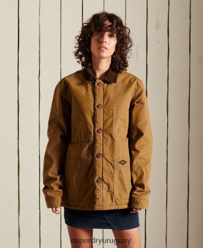 uy Superdry mujer sobrecamisa oversize con mezcla de utilidades marrón DT2N8Z5479 ropa