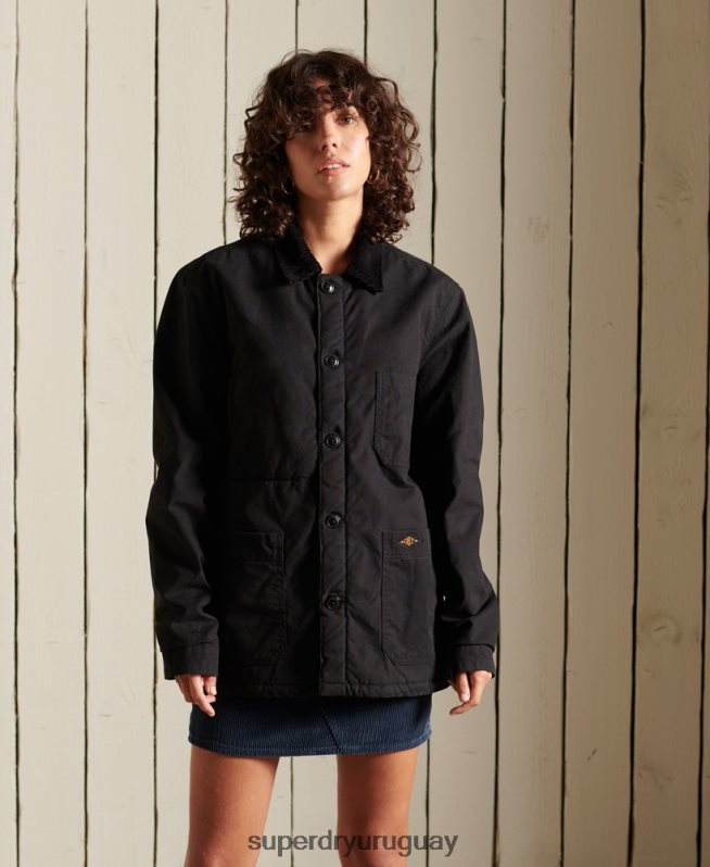 uy Superdry mujer sobrecamisa oversize con mezcla de utilidades negro DT2N8Z5480 ropa