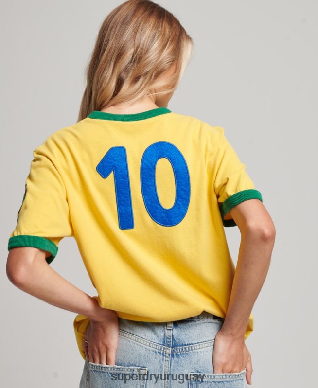 uy Superdry mujer Camiseta de la jornada de fútbol de Brasil Ringspun amarillo DT2N8Z2828 ropa