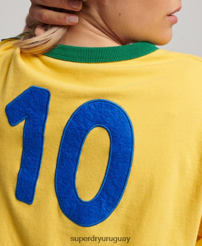 uy Superdry mujer Camiseta de la jornada de fútbol de Brasil Ringspun amarillo DT2N8Z2828 ropa