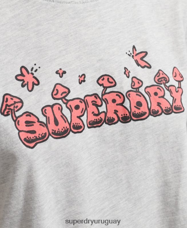uy Superdry mujer arbolado camiseta gráfica gris claro DT2N8Z2729 ropa