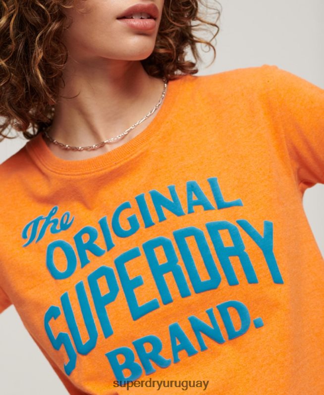uy Superdry mujer archivo neón camiseta gráfica naranja DT2N8Z2668 ropa