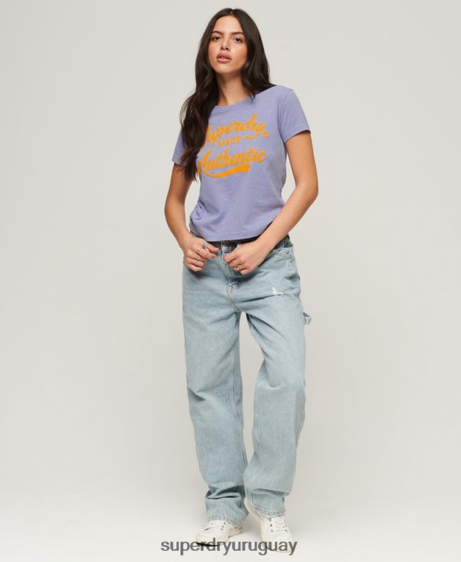 uy Superdry mujer archivo neón camiseta gráfica púrpura DT2N8Z2657 ropa