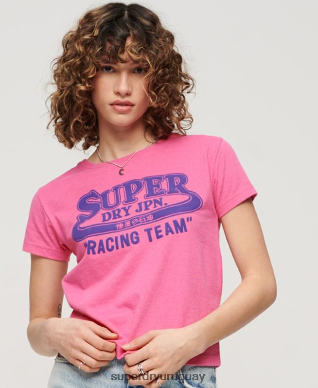 uy Superdry mujer archivo neón camiseta gráfica rosa DT2N8Z2636 ropa