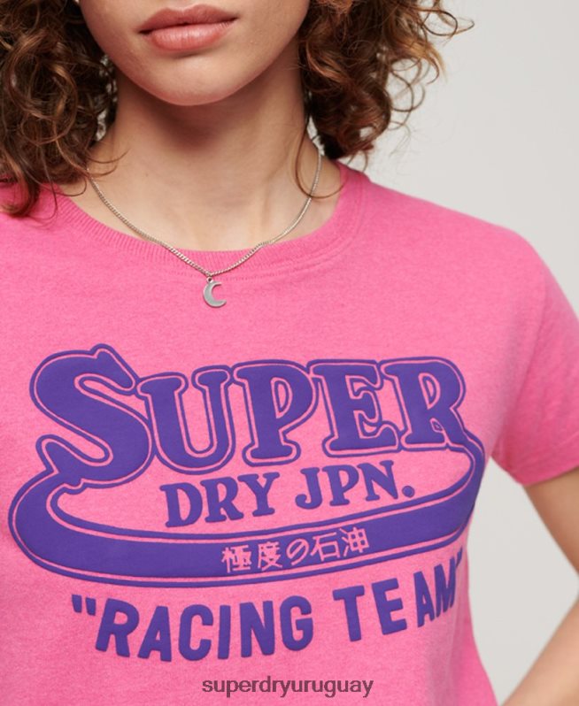 uy Superdry mujer archivo neón camiseta gráfica rosa DT2N8Z2636 ropa