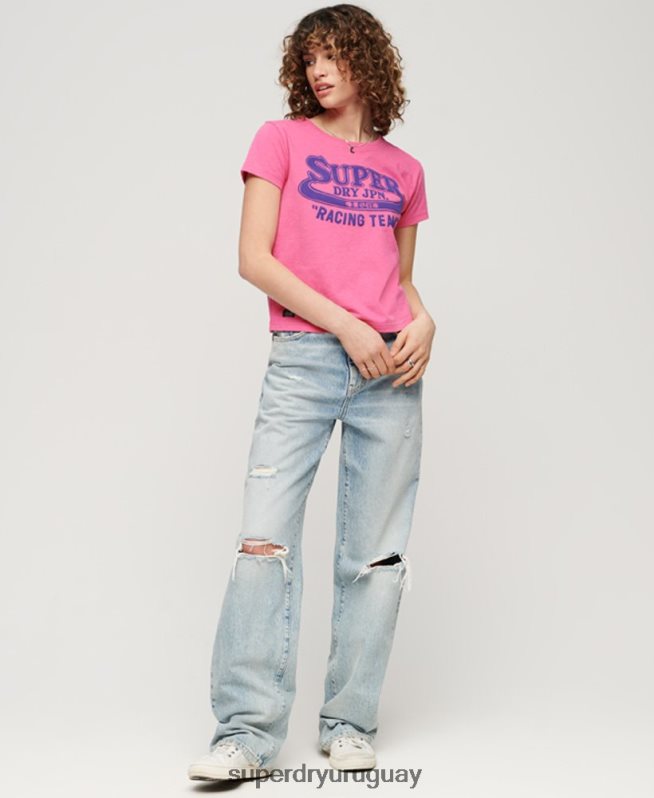 uy Superdry mujer archivo neón camiseta gráfica rosa DT2N8Z2636 ropa
