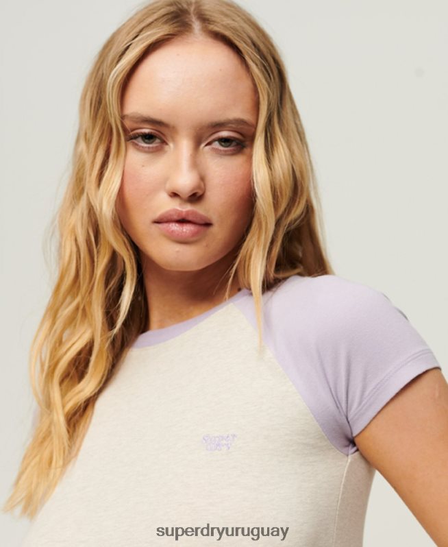uy Superdry mujer béisbol camiseta para bebé crema DT2N8Z2096 ropa