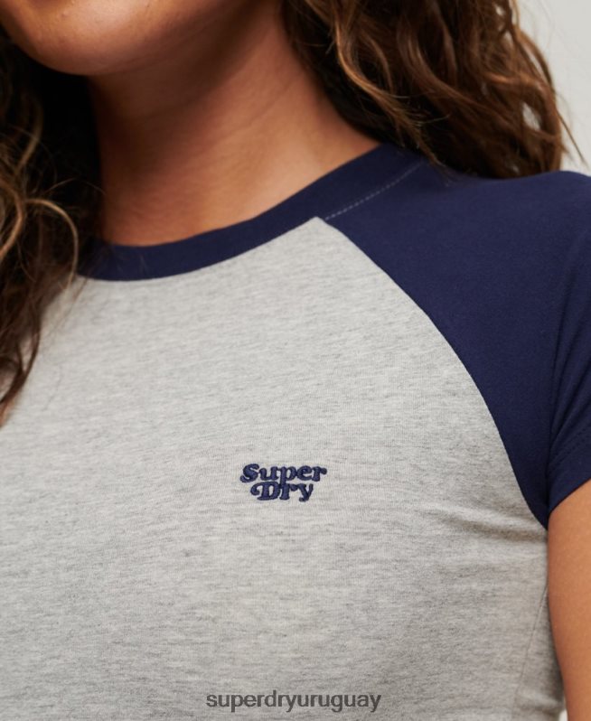 uy Superdry mujer béisbol camiseta para bebé gris DT2N8Z2051 ropa