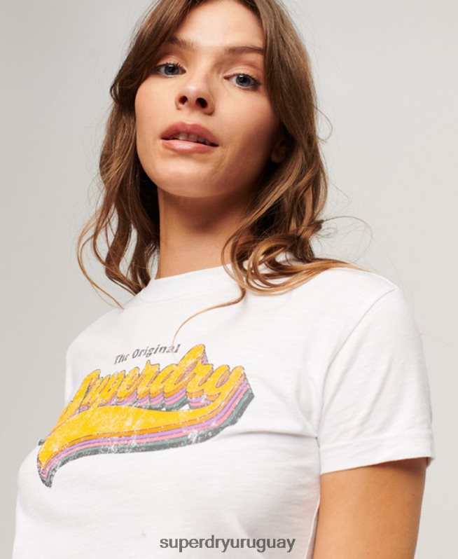 uy Superdry mujer camiseta arcoíris de los 90 blanco DT2N8Z2102 ropa
