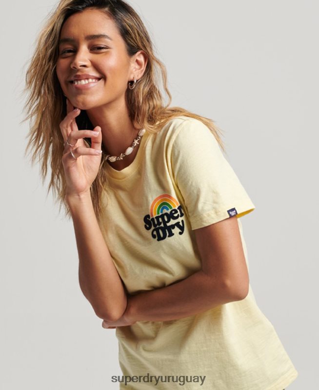 uy Superdry mujer camiseta arcoiris vintage amarillo DT2N8Z2178 ropa