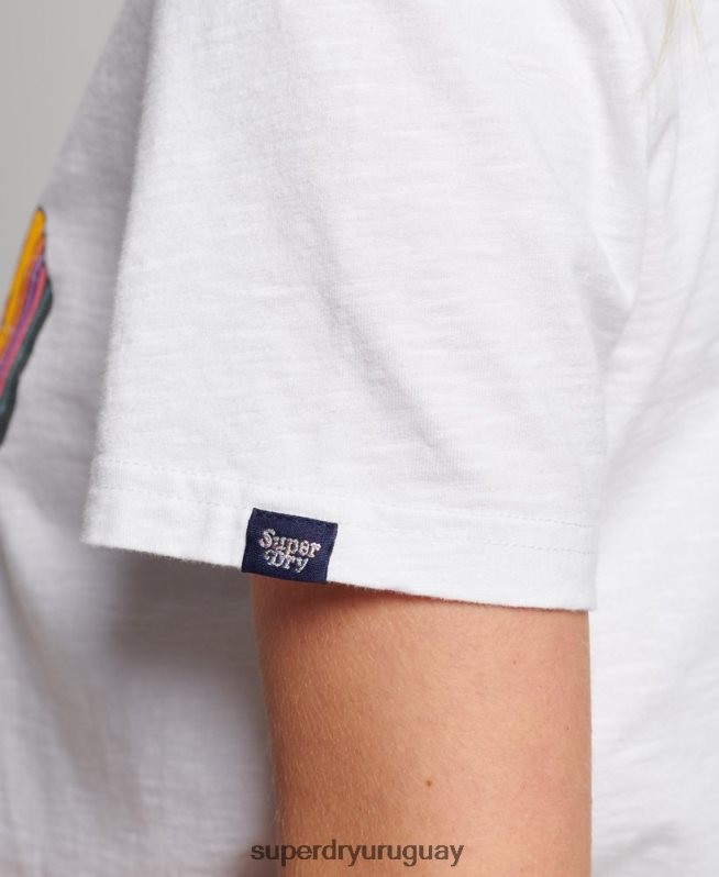 uy Superdry mujer camiseta arcoiris vintage blanco DT2N8Z2226 ropa