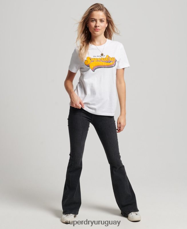 uy Superdry mujer camiseta arcoiris vintage blanco DT2N8Z2226 ropa