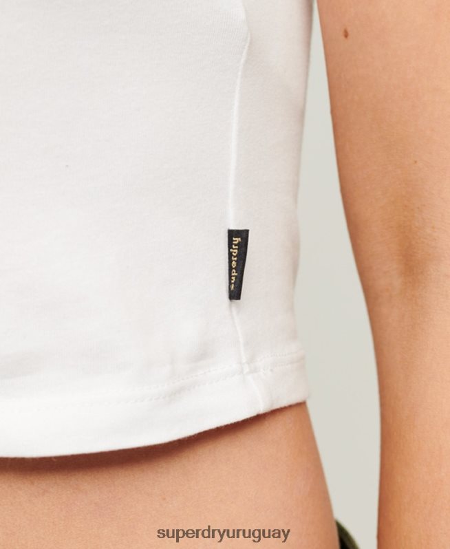 uy Superdry mujer camiseta beisbol recortada para bebe blanco DT2N8Z2152 ropa