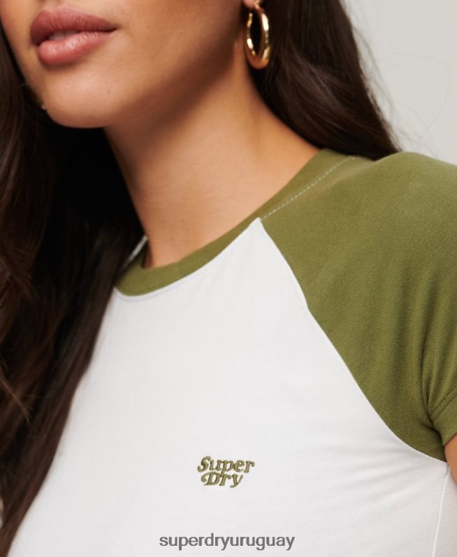 uy Superdry mujer camiseta beisbol recortada para bebe verde DT2N8Z2100 ropa