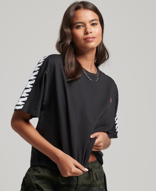uy Superdry mujer camiseta boxy extragrande con cinta del logo de code s negro DT2N8Z2739 ropa