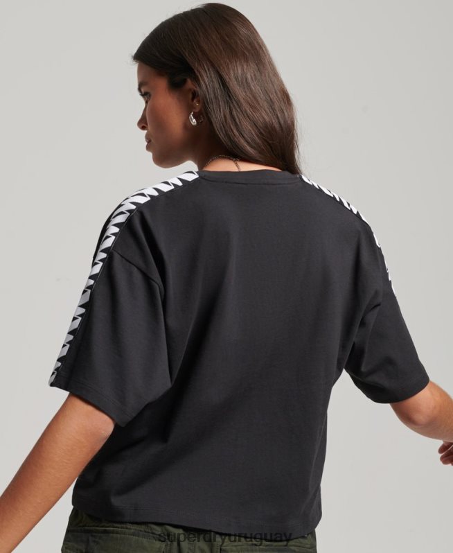 uy Superdry mujer camiseta boxy extragrande con cinta del logo de code s negro DT2N8Z2739 ropa
